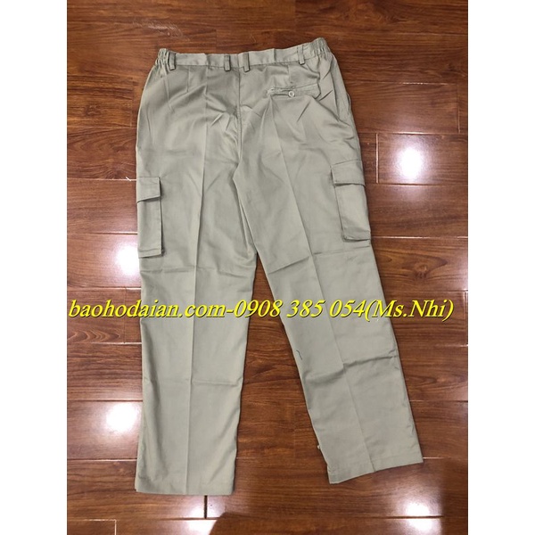 Quần áo bảo hộ lao động xám phối xanh dương chất vải Pangrim DA14