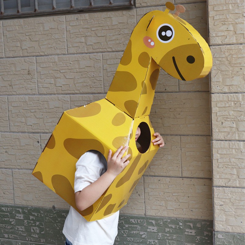 Bộ Đồ Chơi Cosplay, Hóa Trang Khủng Long, Máy Bay, Xe Cứu Hỏa, Cảnh Sát, Cần Cẩu Bằng Carton Cho Bé