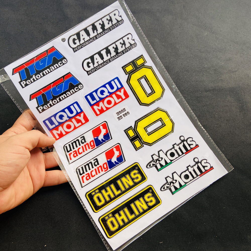 TẤM TEM DẬP NỔI NHIỀU LOGO CÁC HÃNG XE MẪU PROTI, CRG, NITRON TRANG TRÍ XE SIÊU CHẤT