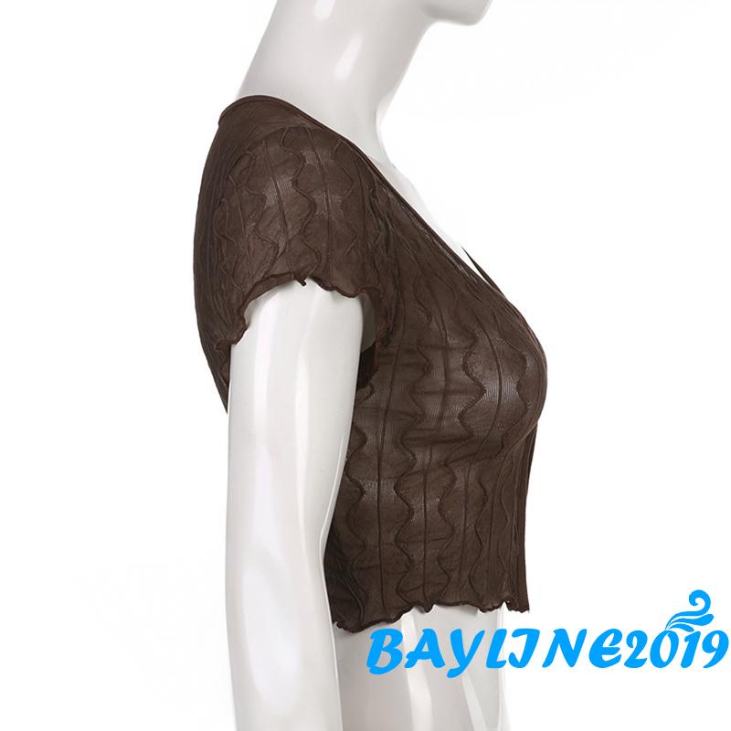 Áo Thun Tay Ngắn Cổ Chữ V Màu Trơn Thời Trang Dành Cho Nữ