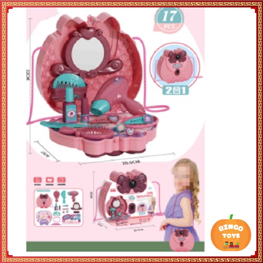 Đồ chơi hộp trang điểm hồng 27 chi tiết cho thể làm túi xách xinh xắn cho bé