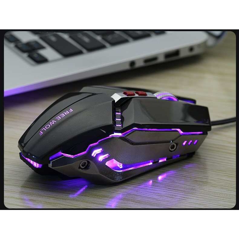 Chuột chuyên Game không dây pin sạc FreeWolf X11 - Led 7 màu tự chuyển (4 màu tùy chọn)