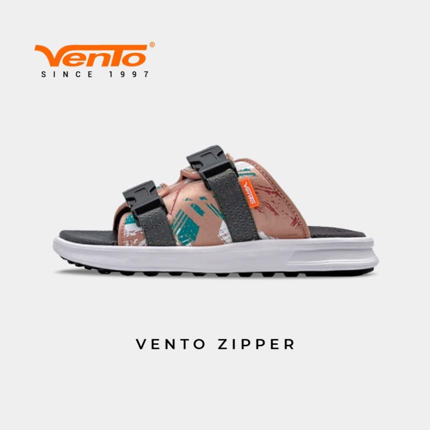 Dép Quai Ngang Nữ Vento Chính Hãng ZIPPER NB120 Màu Be Tro