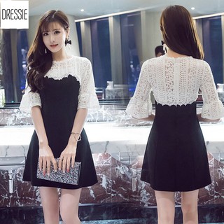 [HÌNH THẬT] Váy Đầm Ren Xòe DRESSIE Tay Lỡ Công Sở Dạo Phố Dự Tiệc - DX65