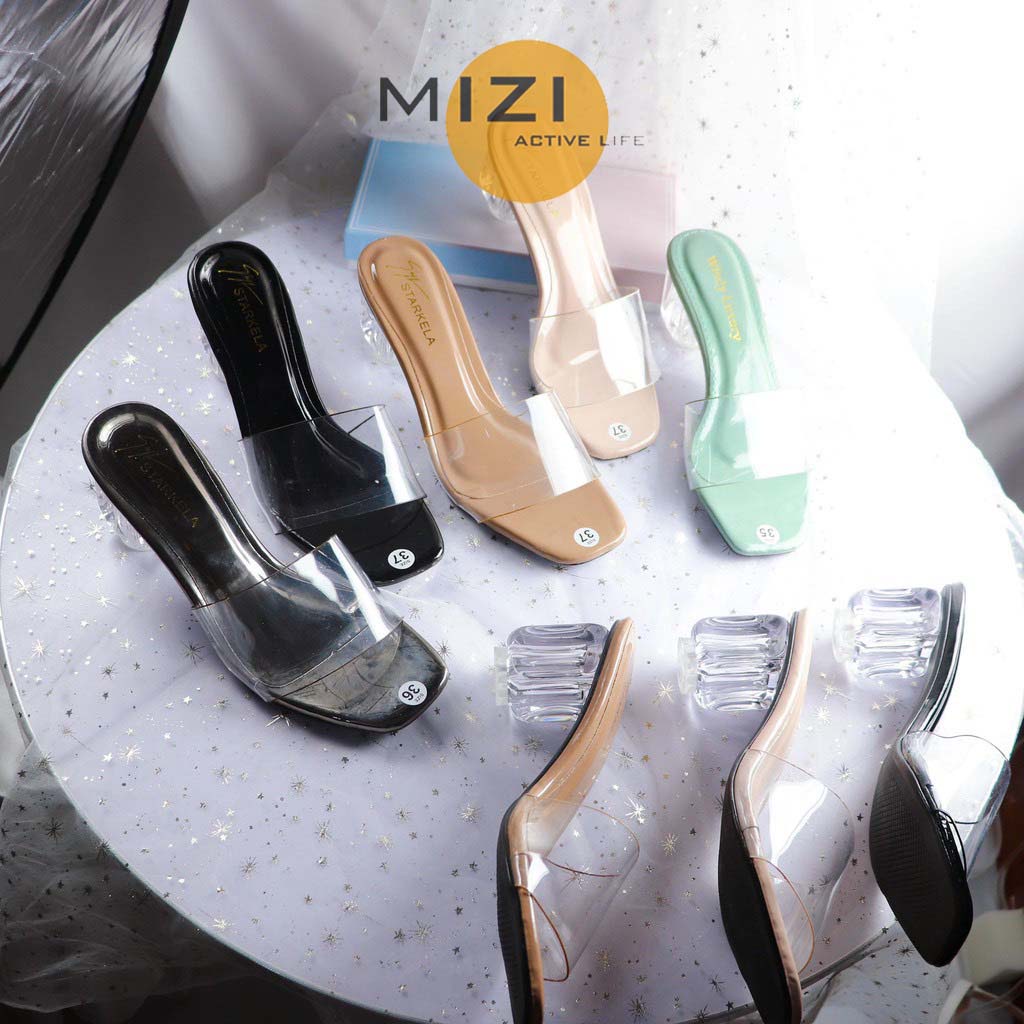 Dép nữ thời trang quai ngang trong đẹp 5 phân đế vuông giá rẻ Mizi GU75