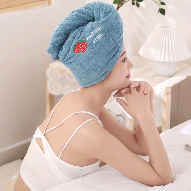 (trái cây)Khăn quấn tóc nhanh khô cotton 2 lớp hình trái cây | BigBuy360 - bigbuy360.vn