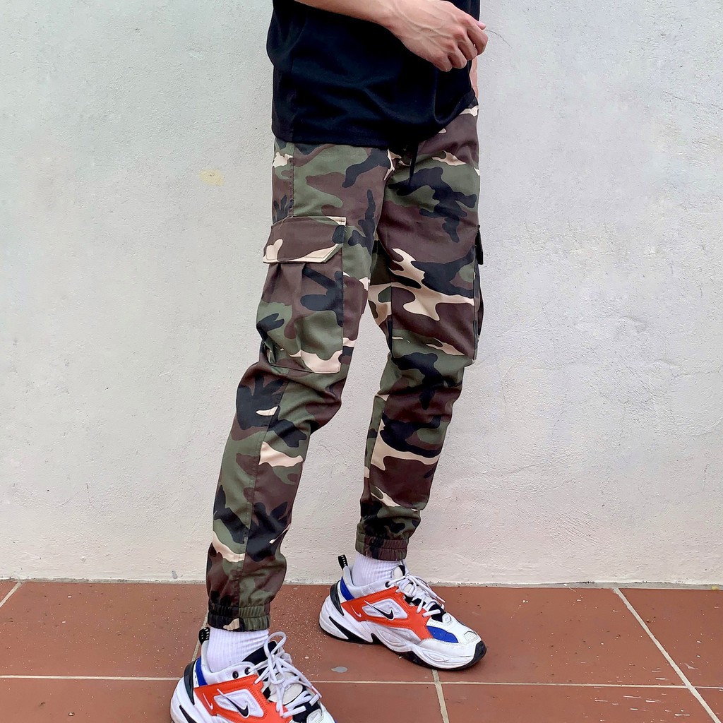 HÀNG NHẬP KHẨU -  Quần Jogger Kaki Camo ANFA Nam Hàn Quốc Cạp Thun Túi Hộp Cao Cấp Size 40-85kg Màu Rêu, Xanh JC01 - Hàn