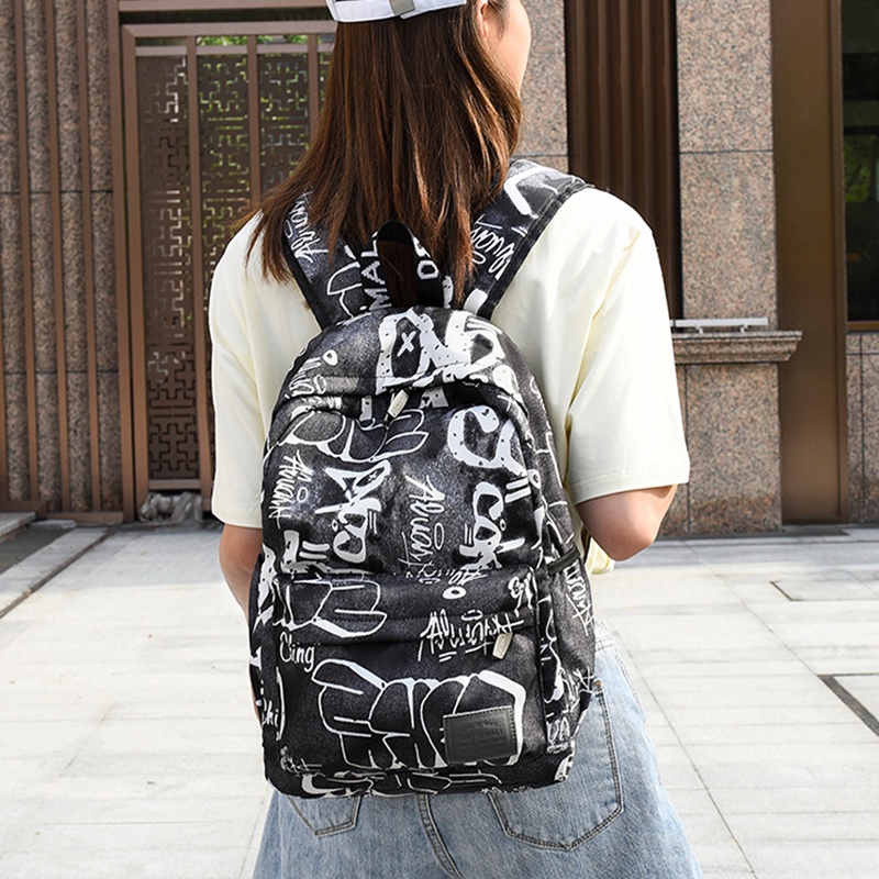 Ba lô IELGY in hình graffiti sức chứa cao hợp thời trang cho nữ