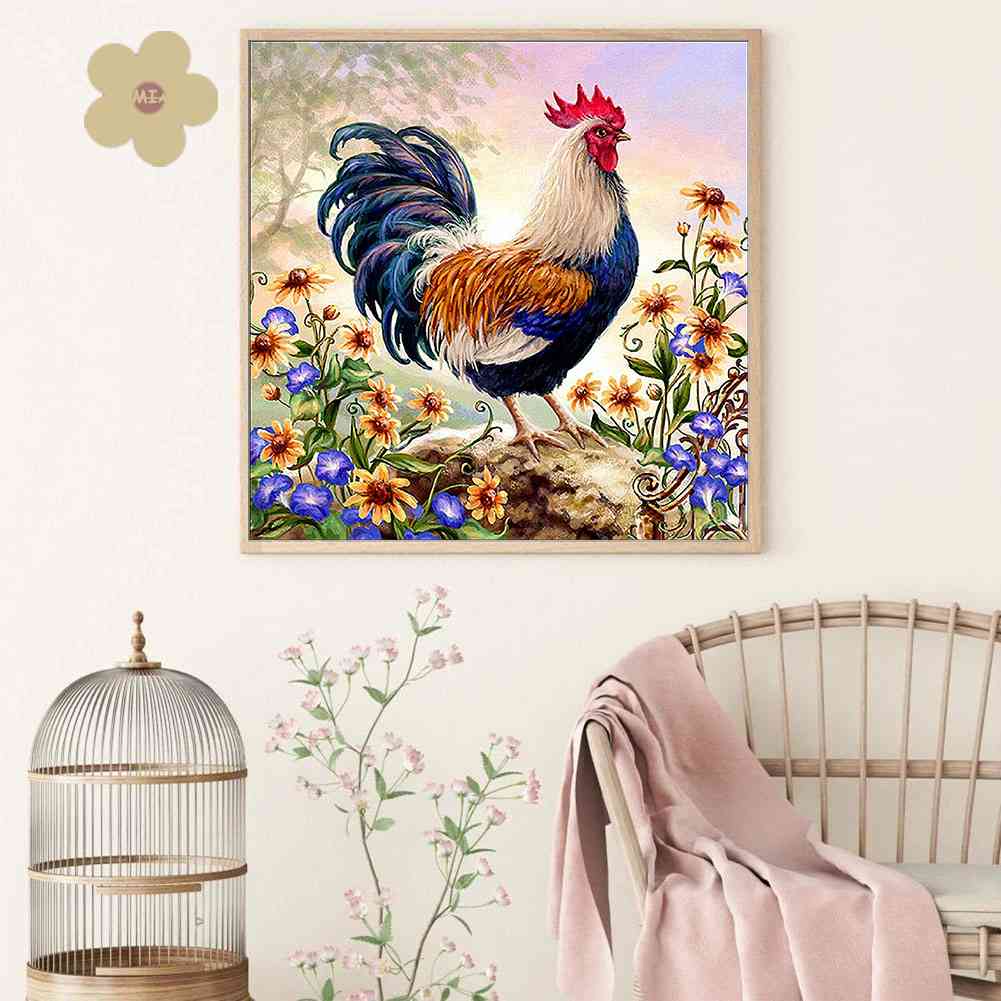 Tranh Đính Đá Kim Cương Toàn Bộ 5D DIY Hình Vẽ Con Gà Trống