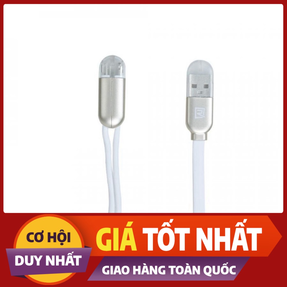 Dây cáp sạc cùng lúc 2 đầu Lightning và Micro Usb chính hãng Remax sạc cùng lúc 2 thiết bị - Sản phẩm chính hãng