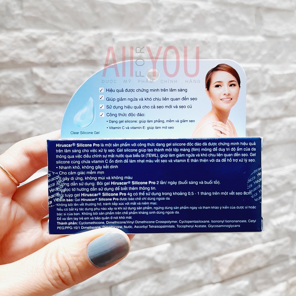 HIRUSCAR Silicone Pro Tuýp 4g & 10g - Gel Hỗ Trợ Giảm Sẹo Mổ, To, Lồi & Phì Đại