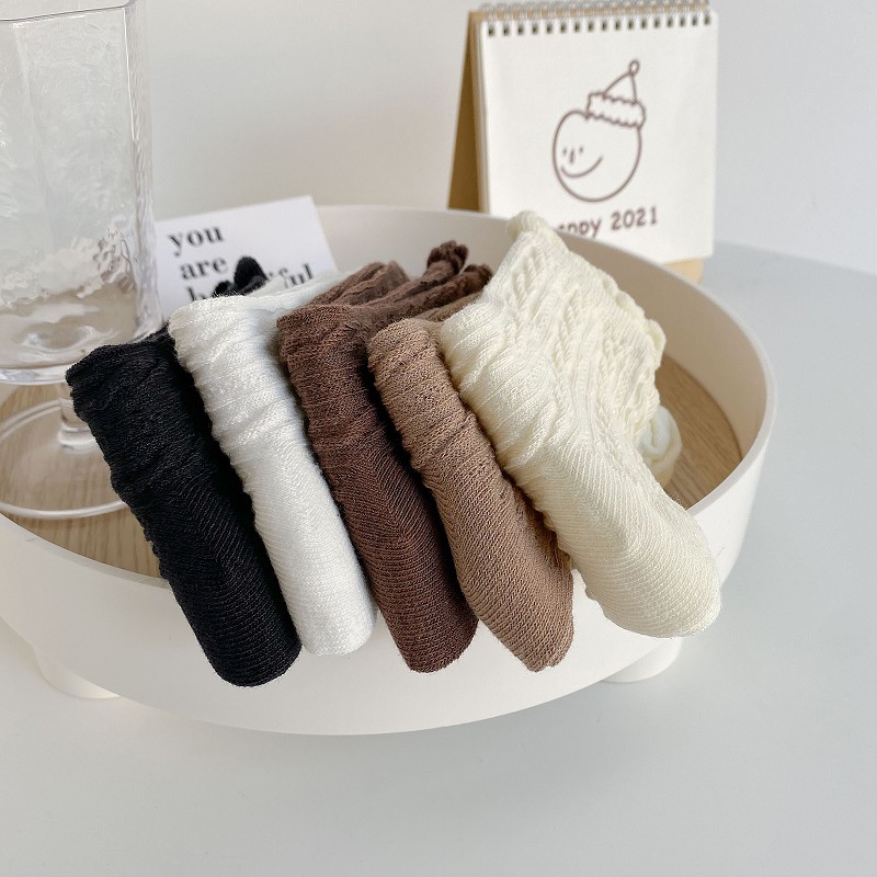 Set Tất LOLITA Cổ Nam Nữ Nhún Trơn chất mềm xốp nhiều màu phong cách vintage hàn quốc ; T33 - BONMIE