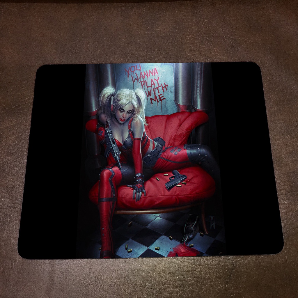 Lót chuột máy tính Marvel HARLEY QUINN - Mẫu 1 Mousepad cao su êm ái, nhận in theo yêu cầu