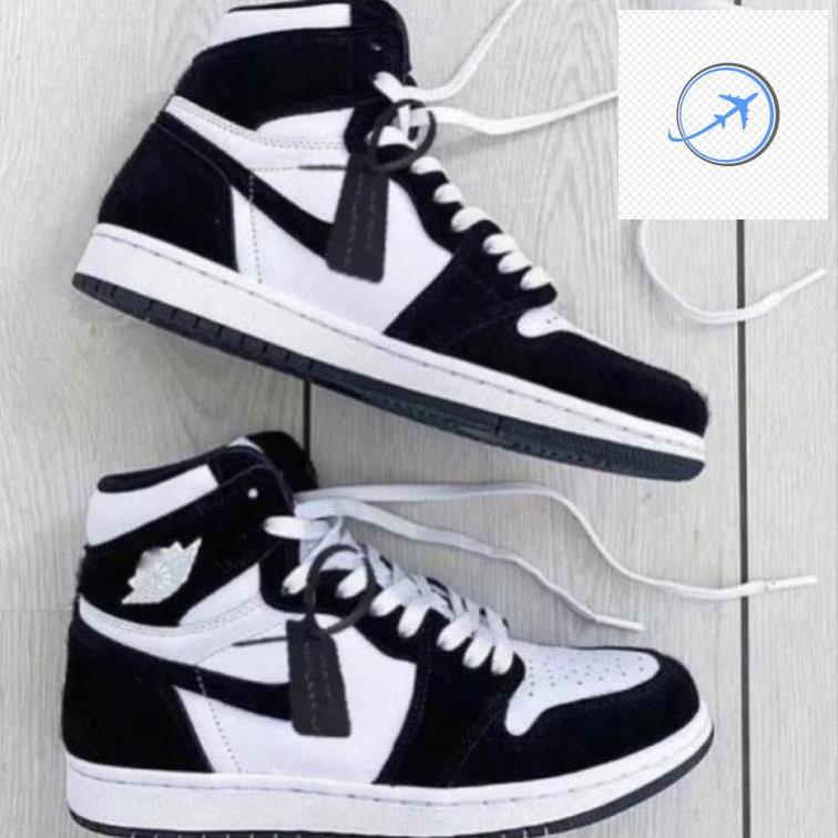 ️🏀 Giày Sneaker Nike Jordan Panda Cổ Cao, Giày JD1 Thời Trang Nam Nữ Đen Trắng Bằng Da Cao Cấp .em1 [ : " ' ️🏀
