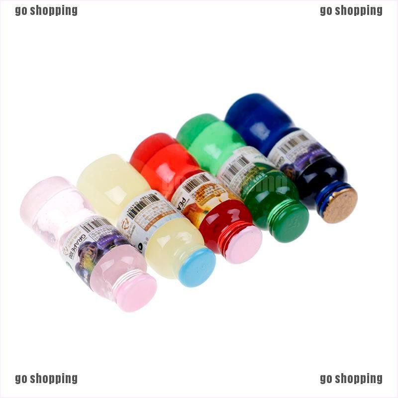 {go shopping}5pcs 1:12 scale miniature dollhouse drink bottle mini food play kids kitchen toy