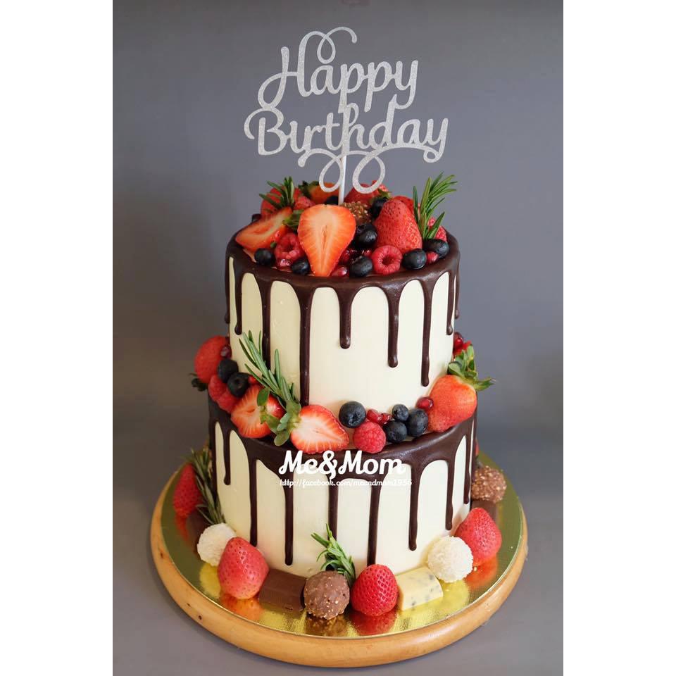 Topper HPBD nét đậm xoắn trên bạc