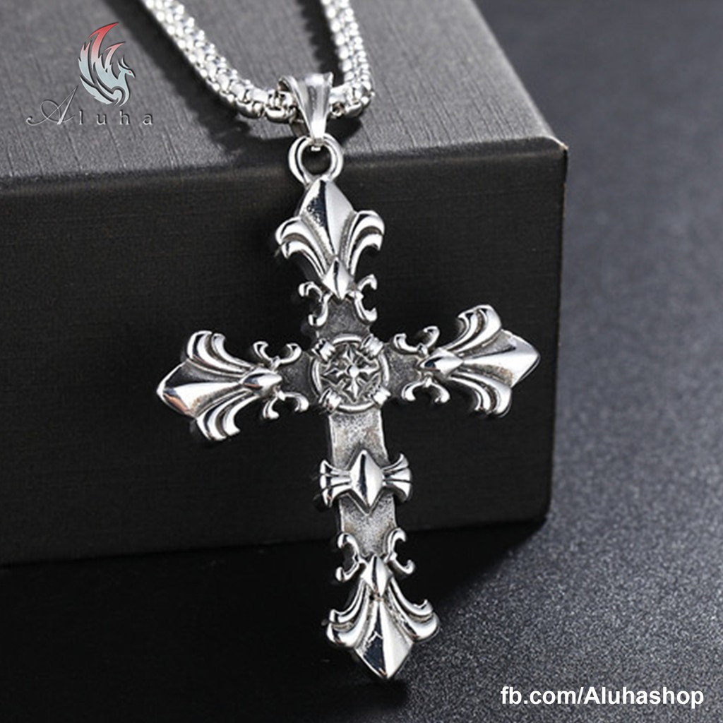 Dây chuyền Titan Chrome Heart Cross phong cách retro Gothic - NL070 - Aluha