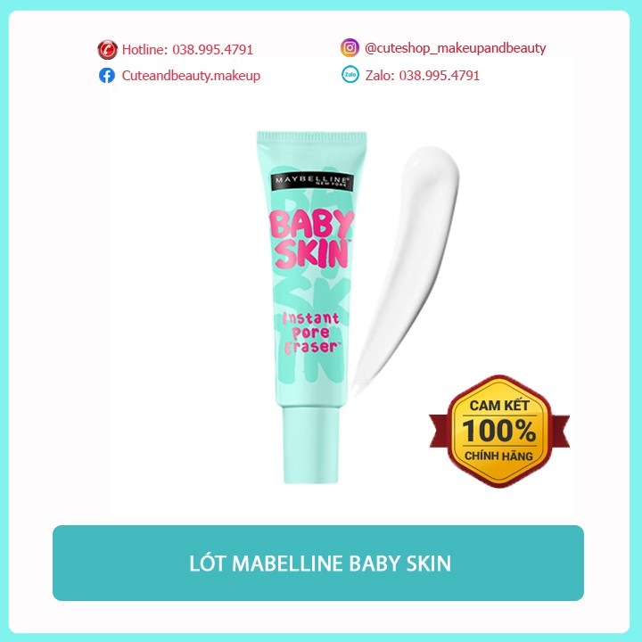 [CHÍNH HÃNG] Kem Lót Che Khuyết Điểm, Se Khít Lỗ Chân Lông Baby Skin Instant Pore Eraser