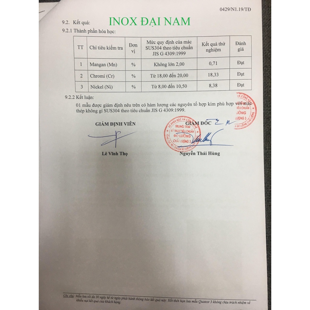Thuốc thử inox 304