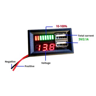 Red Led Digital Display Voltmeter for Vehicles Output 12.6V Battery