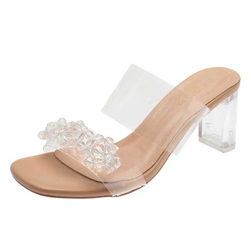 SALE SHOCK- Guốc trong suốt tán đá gót dẹt BIG SIZE 41-43