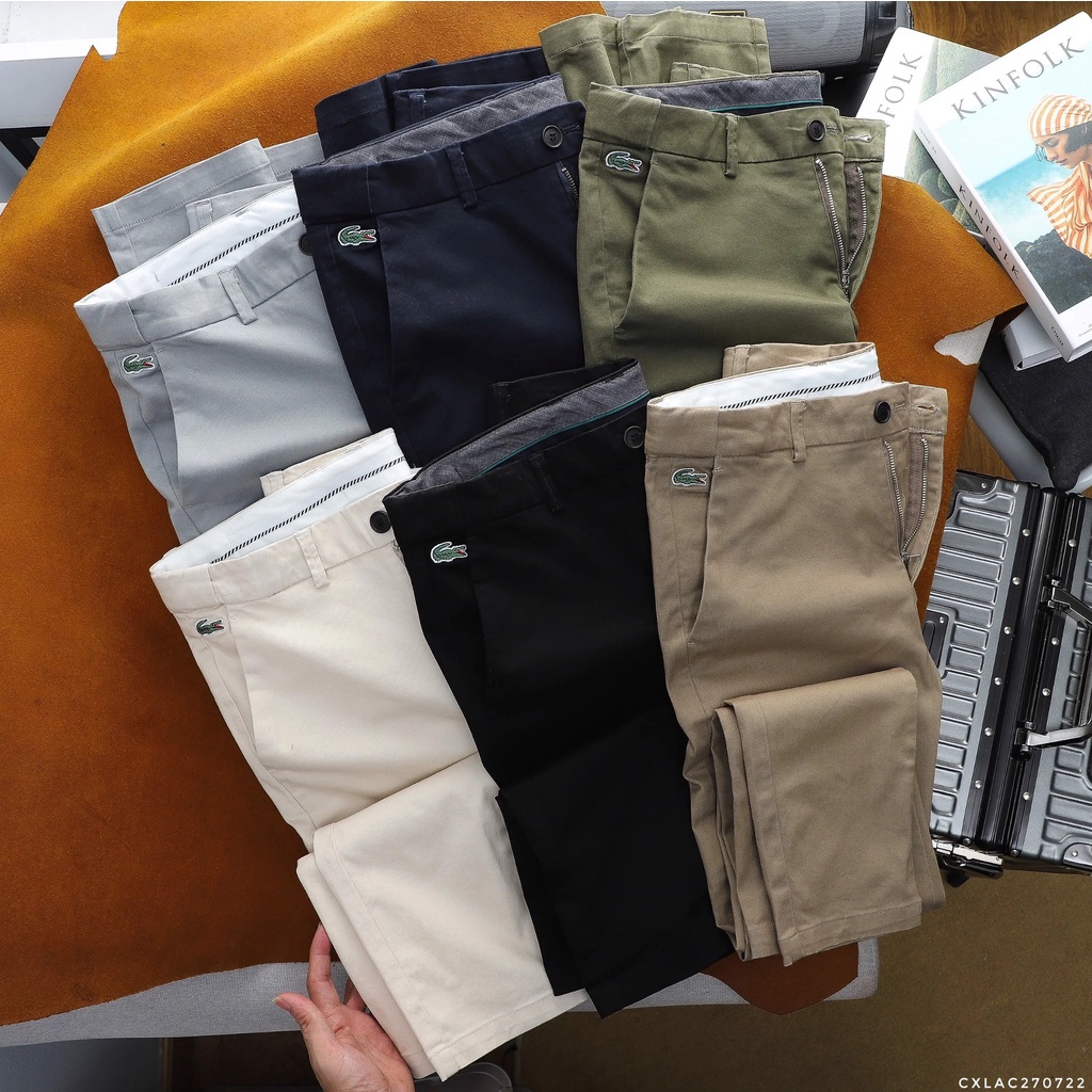 Quần Kaki Nam LACOSTE 6 MÀU Lưng Phối Thun Co Giãn Siêu Nhẹ Dáng Âu Công Sở Có Big Size