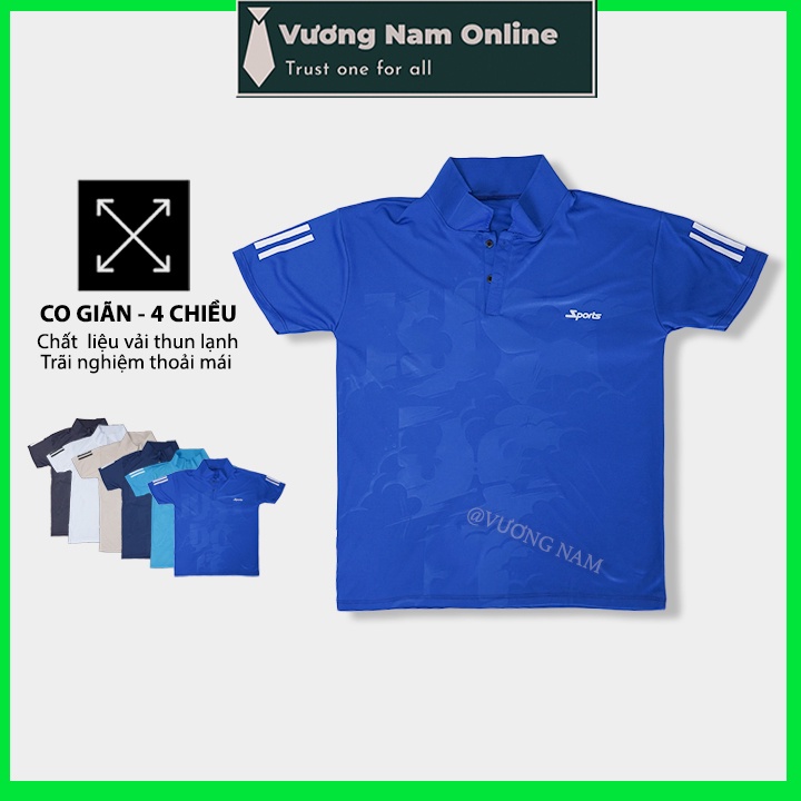 Áo thể thao nam cổ bẻ chất thun lạnh vân dập đẹp co giãn 4 chiều VN90A
