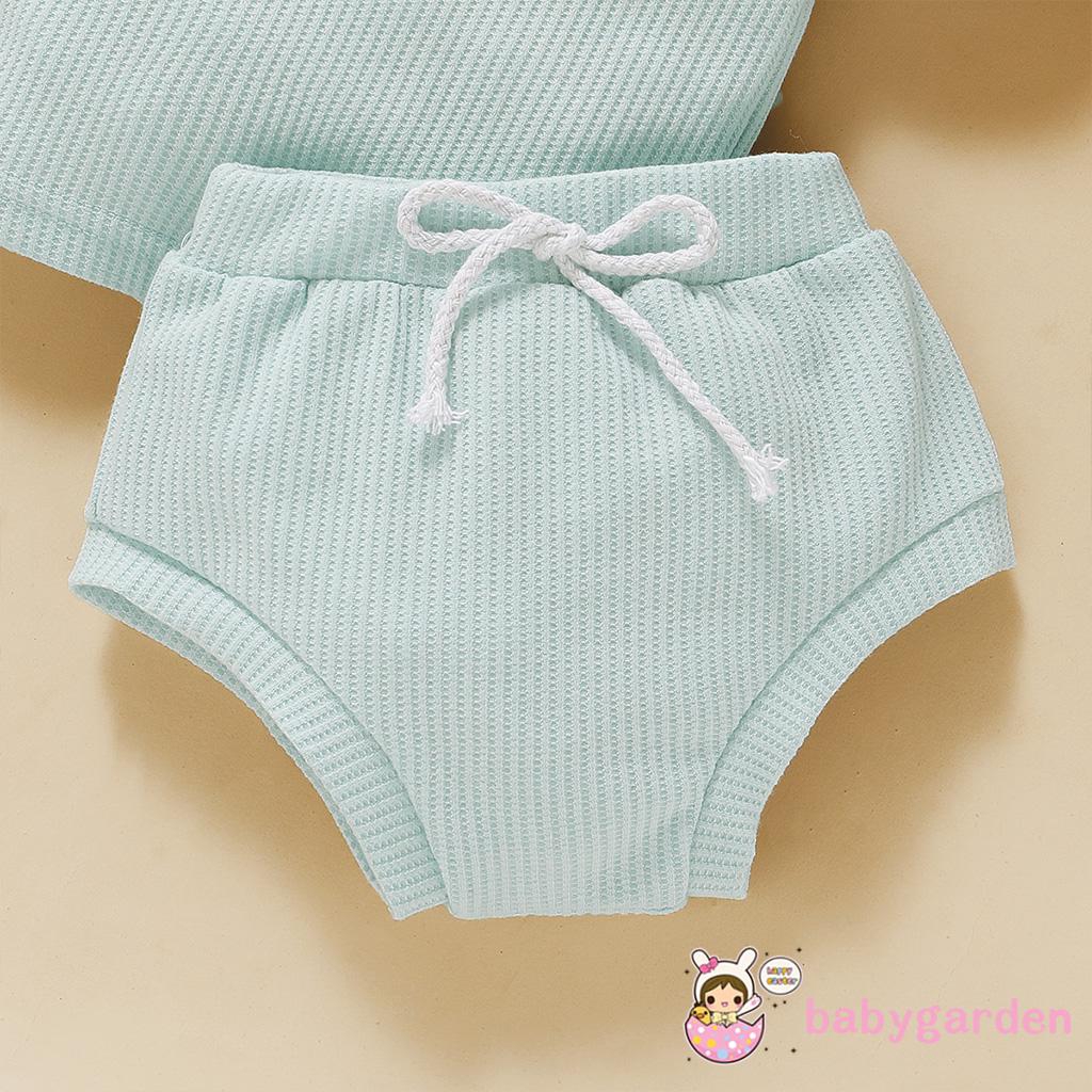 Bộ 3 Cái Gồm Áo Cotton Ngắn Tay+Quần Ngắn+Băng Đô Cho Bé Sơ Sinh, Bé Gái