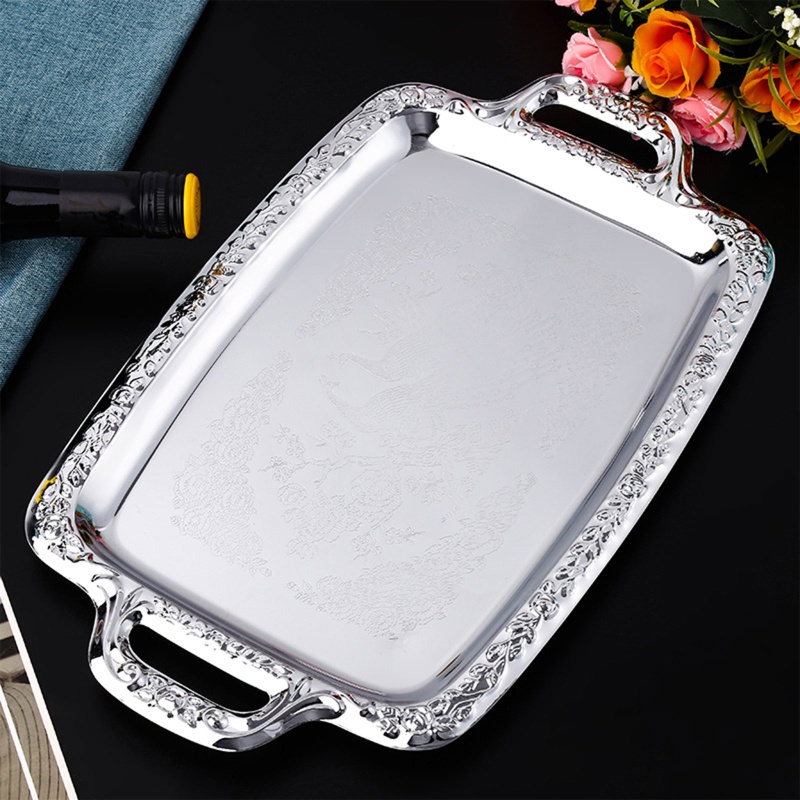 Khay Đựng Trái Cây Hình Chữ Nhật Bằng Thép Không Gỉ Màu Bạc Cho Khách Sạn KTV
