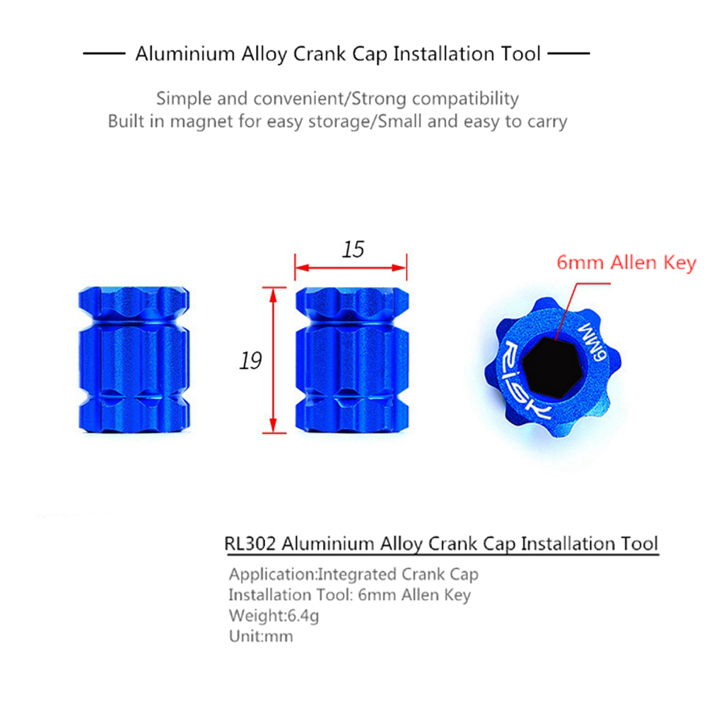 Set 1 / 2 Nắp Gắn Trục Khuỷu Xe Đạp Bằng Hợp Kim Nhôm Màu Xanh Dương Rl302 Chất Lượng Cao