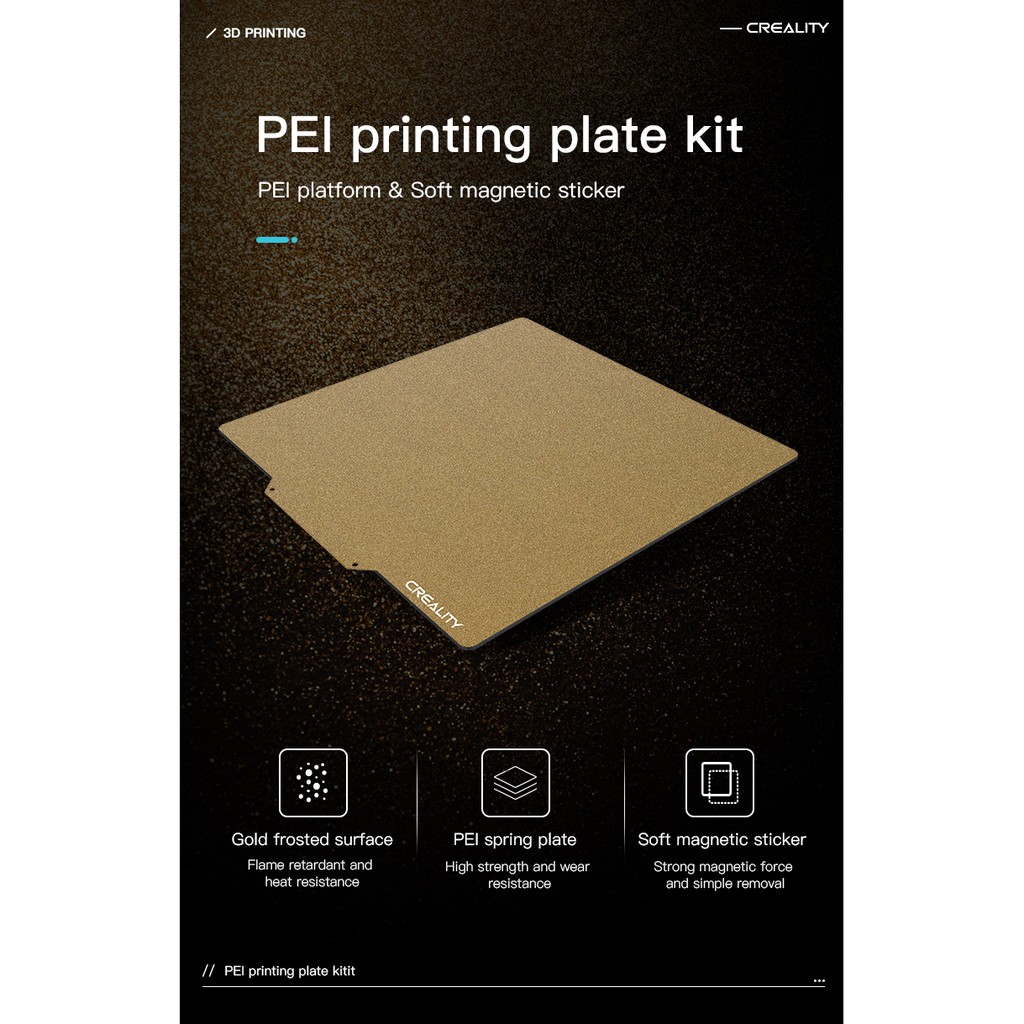 Bộ tấm bàn in mặt nhám PEI Printing Plate Kit Frosted Surface size 235*235*2mm cho series Ender 3 và Ender 5