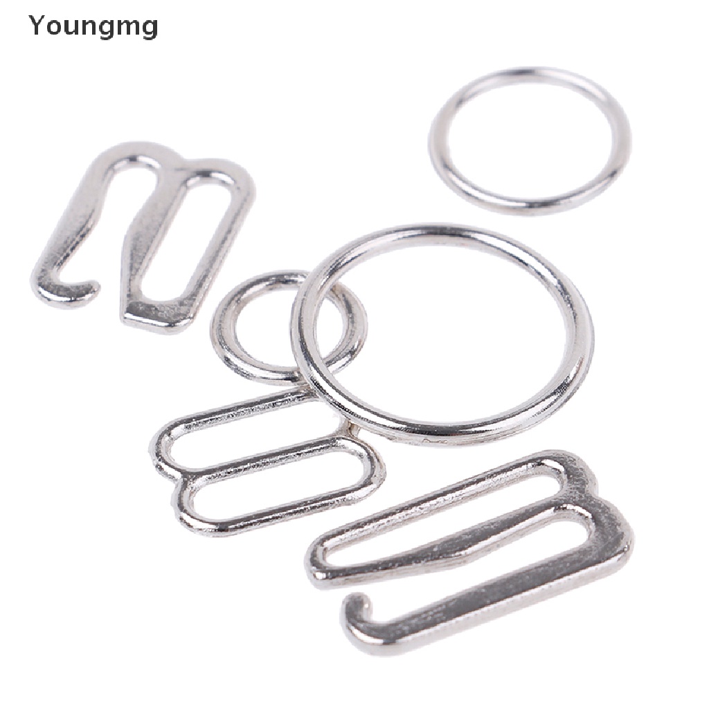CAGJB Youngmg Set 100 Vòng Kim Loại Bạc Gắn Dây Áo Ngực Điều Chỉnh Được / Móc / Vòng / Đồ Lót May Vá Thủ Công