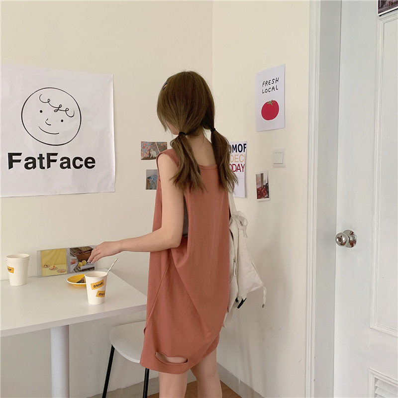 Áo thun SUXI sát nách dáng dài rộng phong cách Hàn Quốc cá tính dành cho nữ