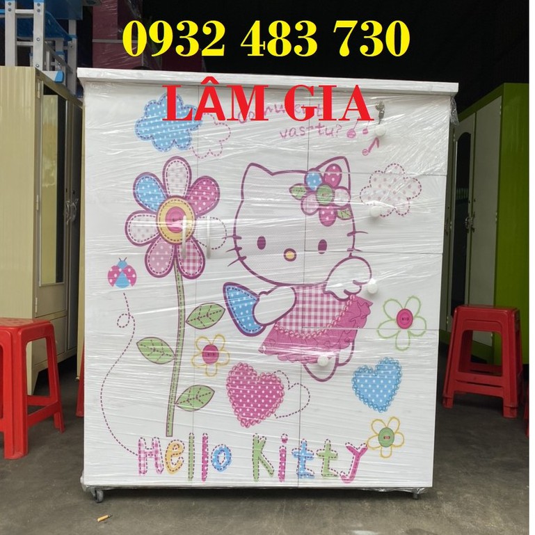 Tủ nhựa đài loan in 3D kitty màu trắng siêu đẹp tại Thủ đức HCM