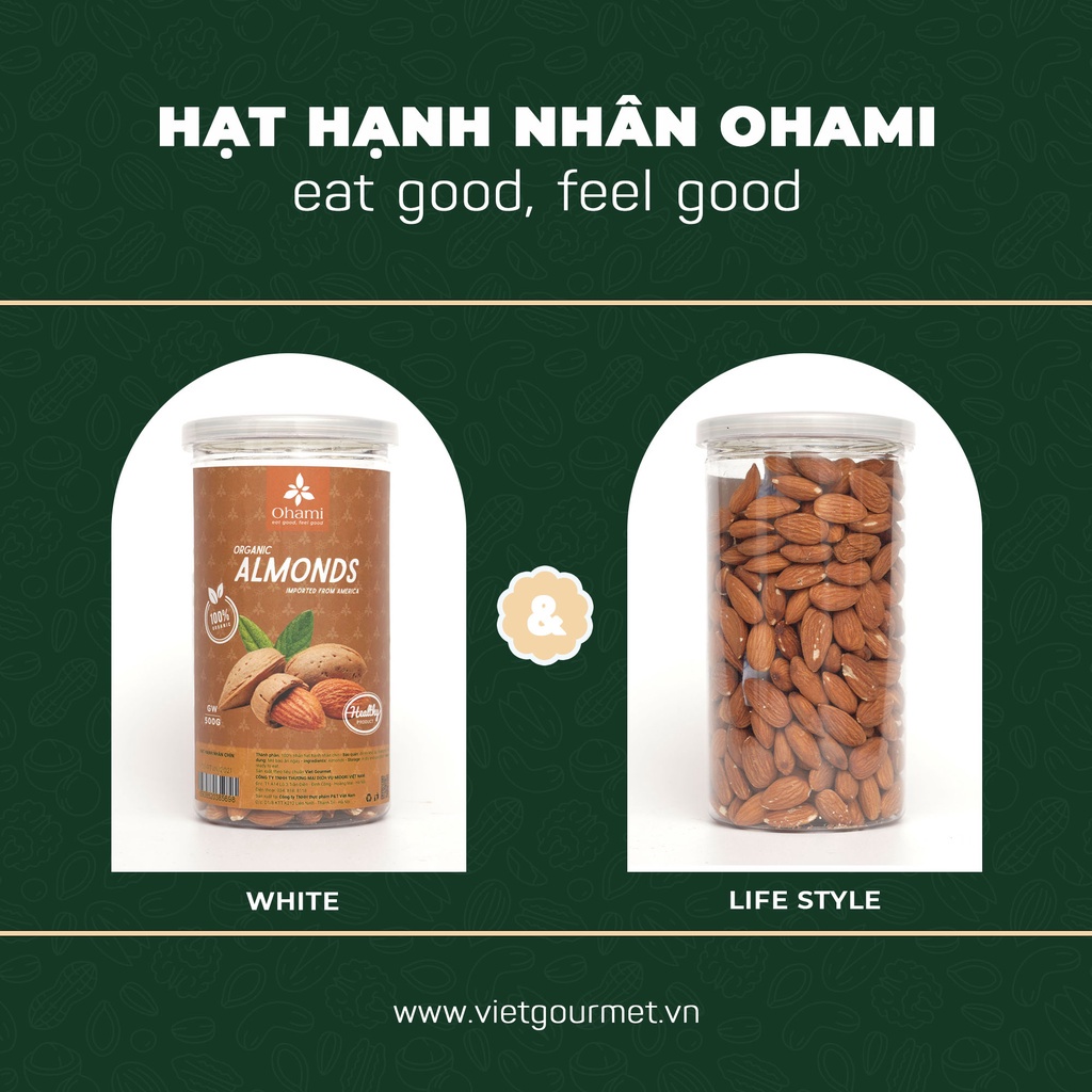 Hạt hạnh nhân rang chín Vietgourmet nhập khẩu Mỹ, đồ ăn vặt healthy, hạt dinh dưỡng mẹ bầu, detox, giảm cân