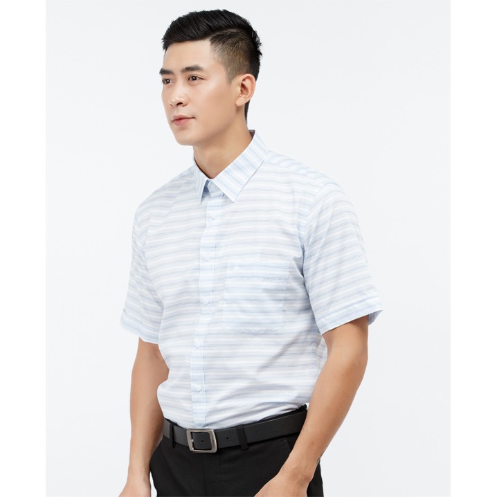 Áo Sơ Mi Nam Slim Fit Ngắn Tay Xanh Sọc Ngang mattana MAM24170011727231