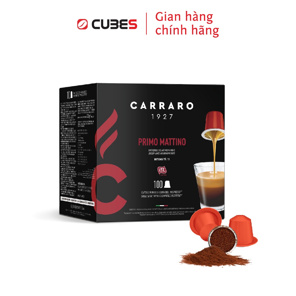 Cà Phê Viên Nén Carraro Primo Mattino 100 Viên tương thích với máy Nespresso - Nhập khẩu từ Ý