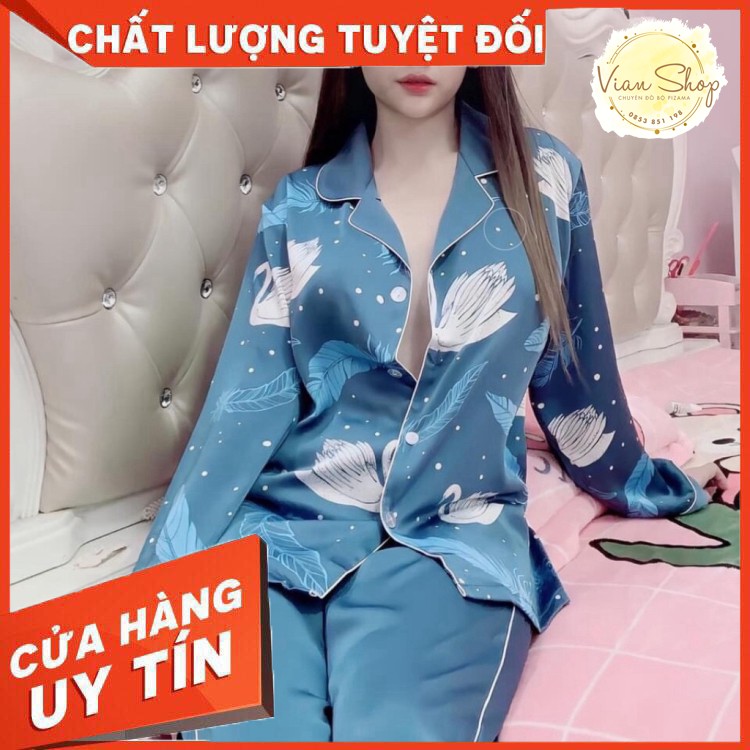 Đồ bộ pijama, bộ lụa cao cấp tay ngắn quần dài chất liệu mềm mịn mát dịu,hoạ tiết dễ thương | BigBuy360 - bigbuy360.vn