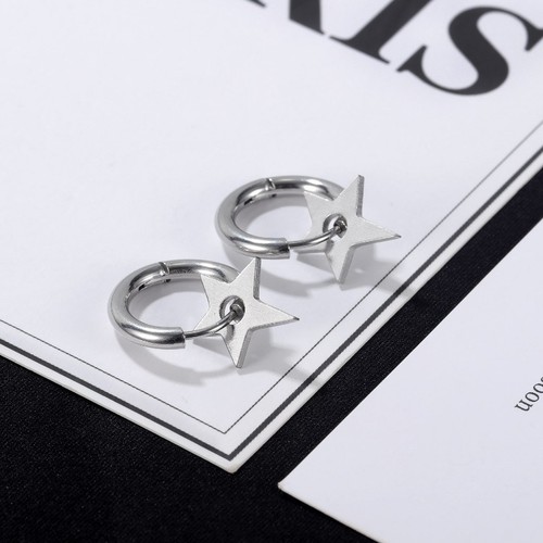 Bông Tai Nam Nữ Unisex Khoen Tròn Ngôi Sao Titan Ko Han Rỉ TT 3691