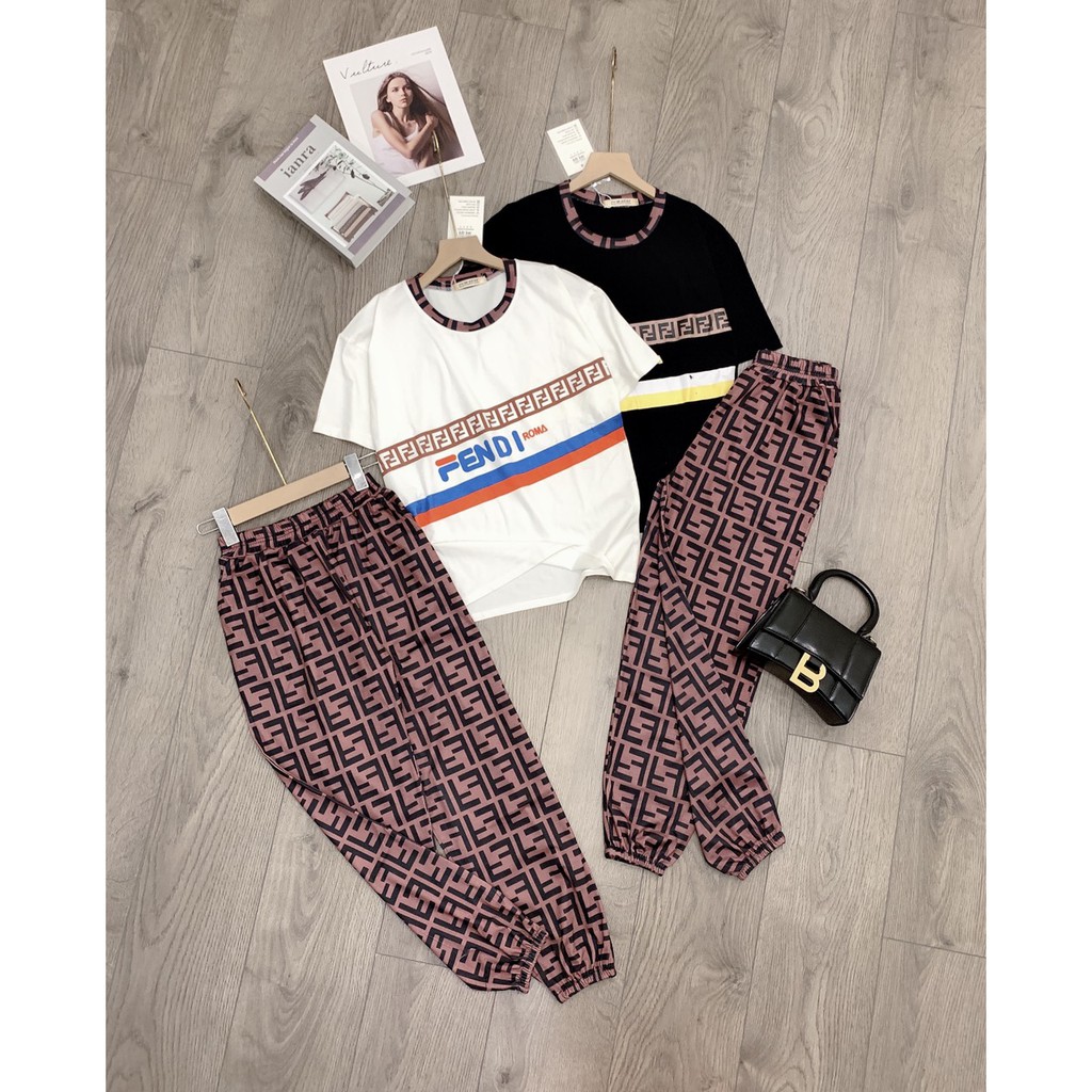 Bộ Thể Thao Nữ Fendy , Set Đồ Áo Cộc Tay Phối Quần Boom Siêu Hot | BigBuy360 - bigbuy360.vn