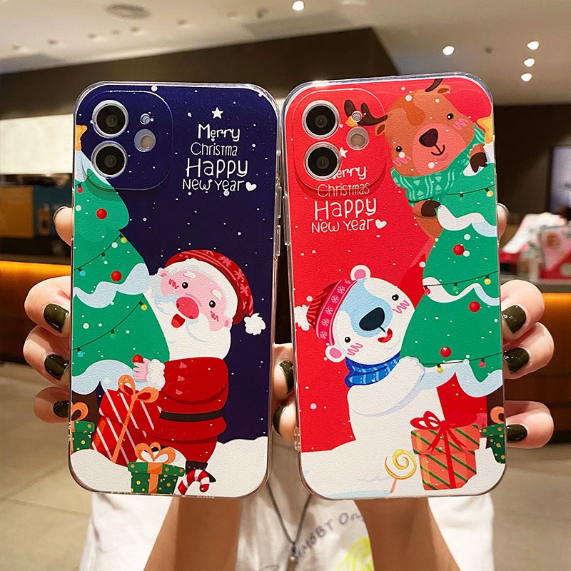 Ông già Noel và gấu Giáng sinh vào Giáng sinh ốp lưng iphone 13 12 11 Pro Max ốp iphone 6 6s 7 8 Plus X XS Max 13 12 Mini
