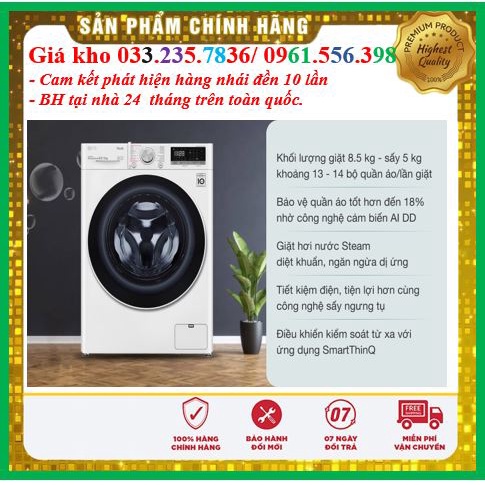 Máy giặt sấy LG Inverter 8.5 kg FV1408G4W - Chính hãng 100%