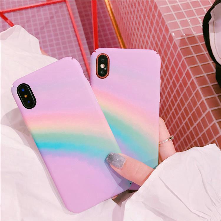 Casing hard case full cover colorful rainbow full protective caseiphone x / 6 / 6s / 7 / 8 plus
