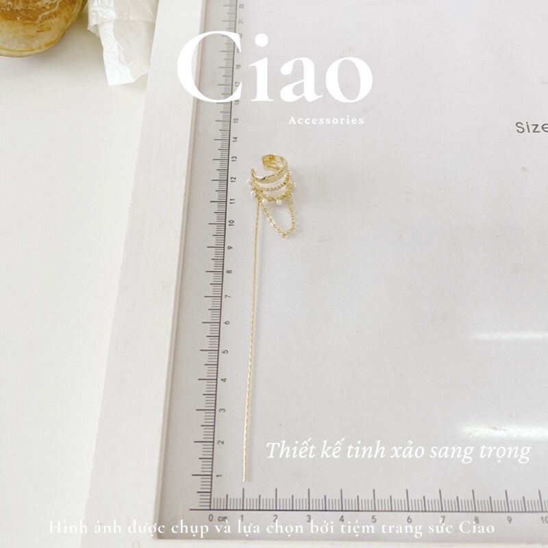 [HOẢ TỐC 1H] Khuyên vành tai/ Kẹp vành tai thiết kế dáng dài 2 lớp dây không cần xỏ lỗ Ciao accessories