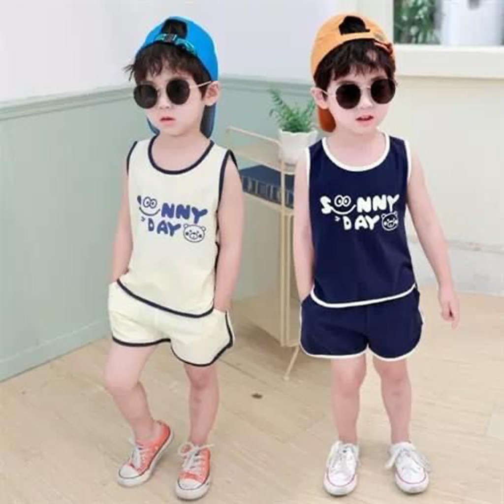 Bộ Quần Áo Ba Lỗ, Sát Nách Sunny Cho Bé Trai Chất Liệu Cotton Size Từ 7Kg Đến 24Kg