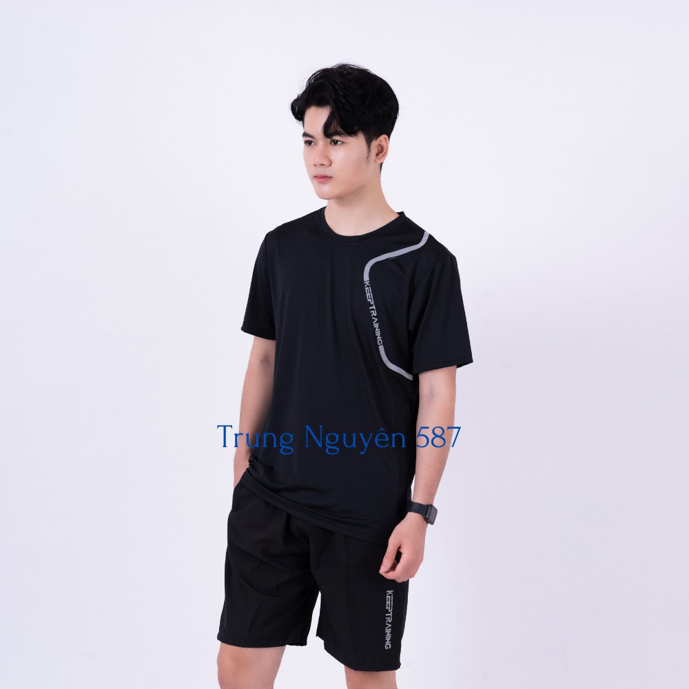Keep training bộ thể thao nam cổ tròn hot chào hè 2021,chất vải thun lạnh thoáng mát năng động, | BigBuy360 - bigbuy360.vn