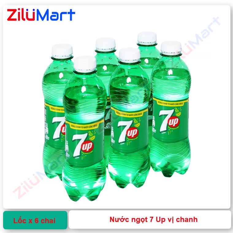 Lốc 6 chai nước ngọt 7Up vị chanh loại 390ml