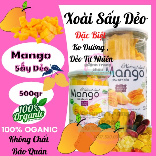 😘 Xoài sấy dẻo - hộp 500G - dẻo tự nhiên không đường, thơm ngon, bổ dưỡng.😘