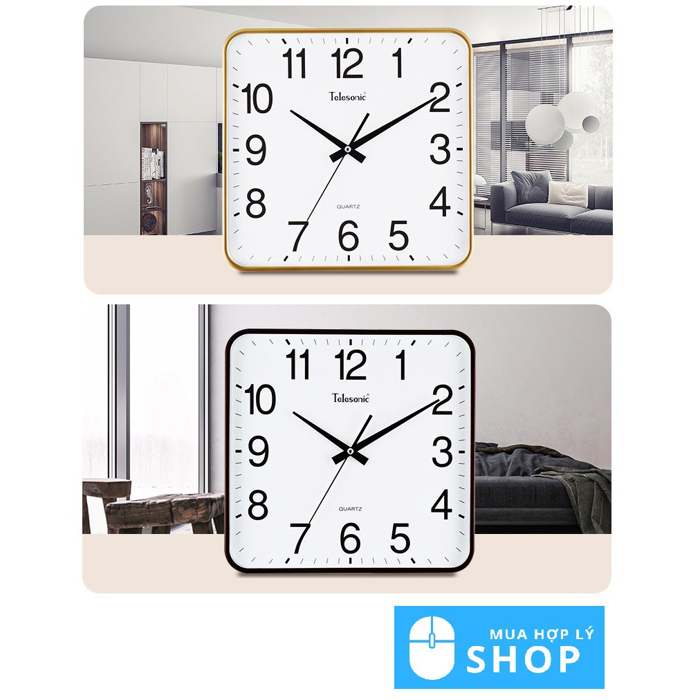Đồng Hồ Treo Tường Telesonic / Uranus Mặt Vuông Hiện Đại Phong Cách Châu Âu - Hàng Nhập Khẩu