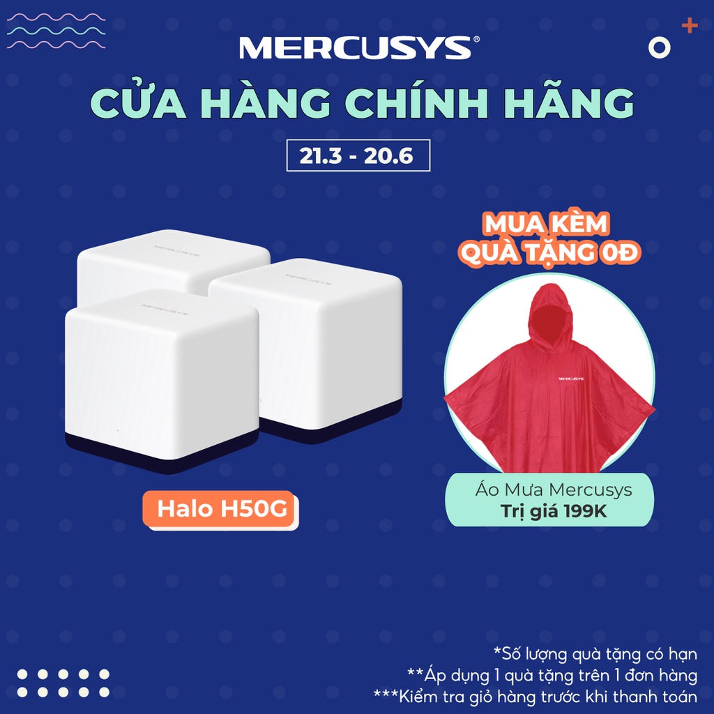 Hệ Thống Wifi Mesh Mercusys Halo H50G Dành Cho Gia Đình Chuẩn AC1900